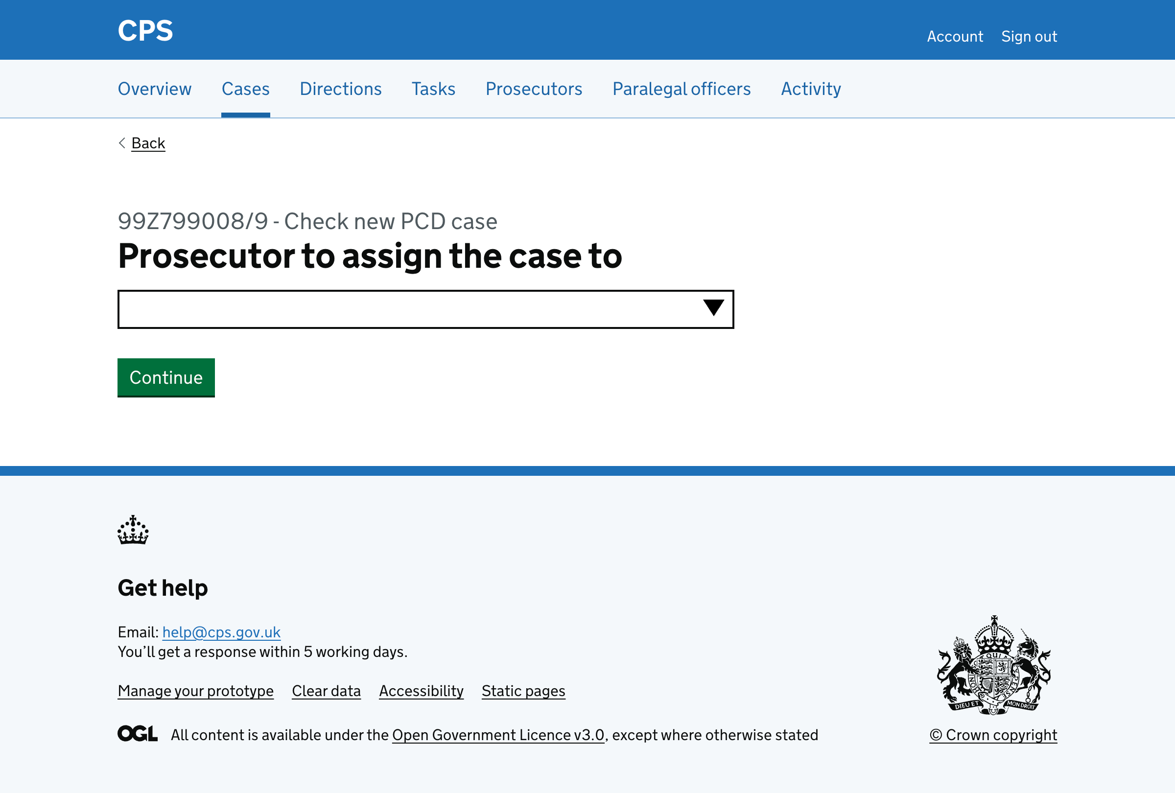 Prosecutor page with autocomplete field
