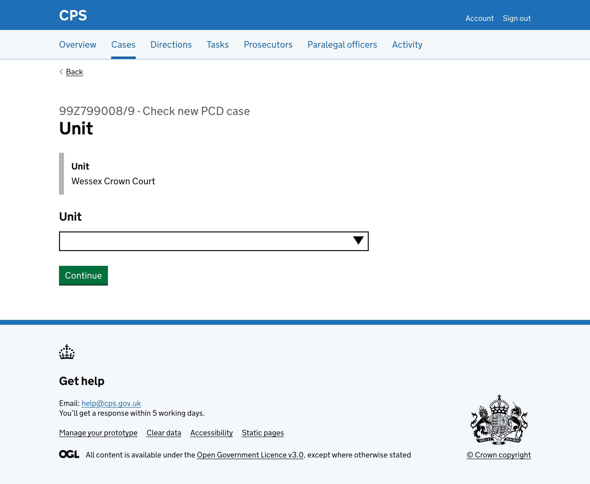 Unit page with autocomplete, showing current unit