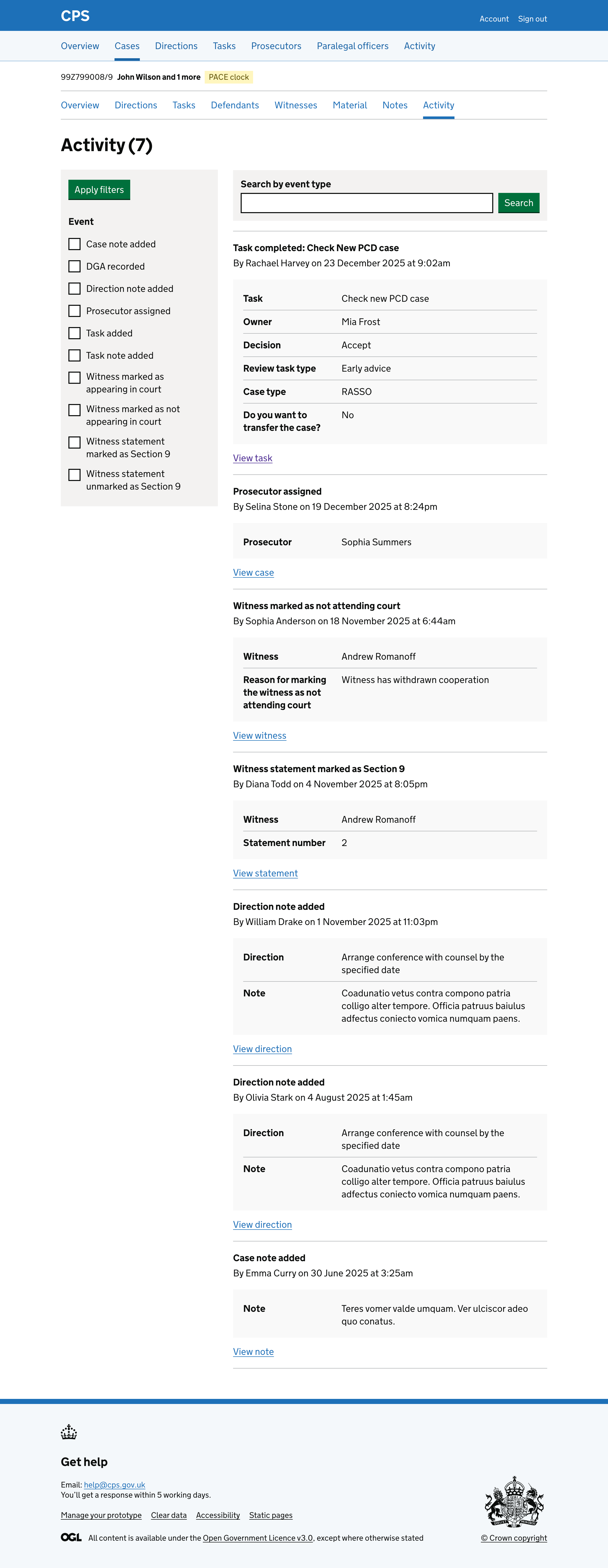 Activity log entry showing task completion details