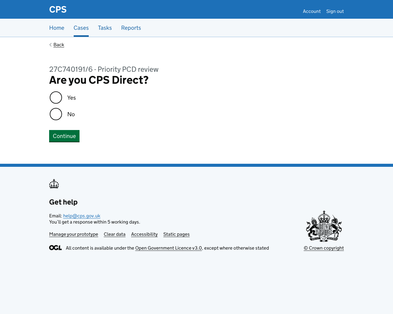 Screenshot of CPSD question page