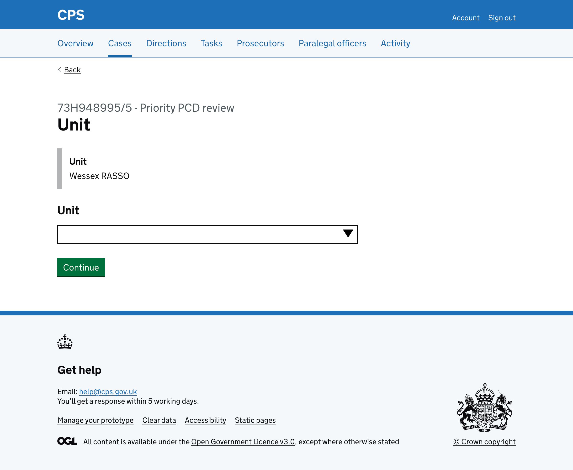 Screenshot of unit selection autocomplete