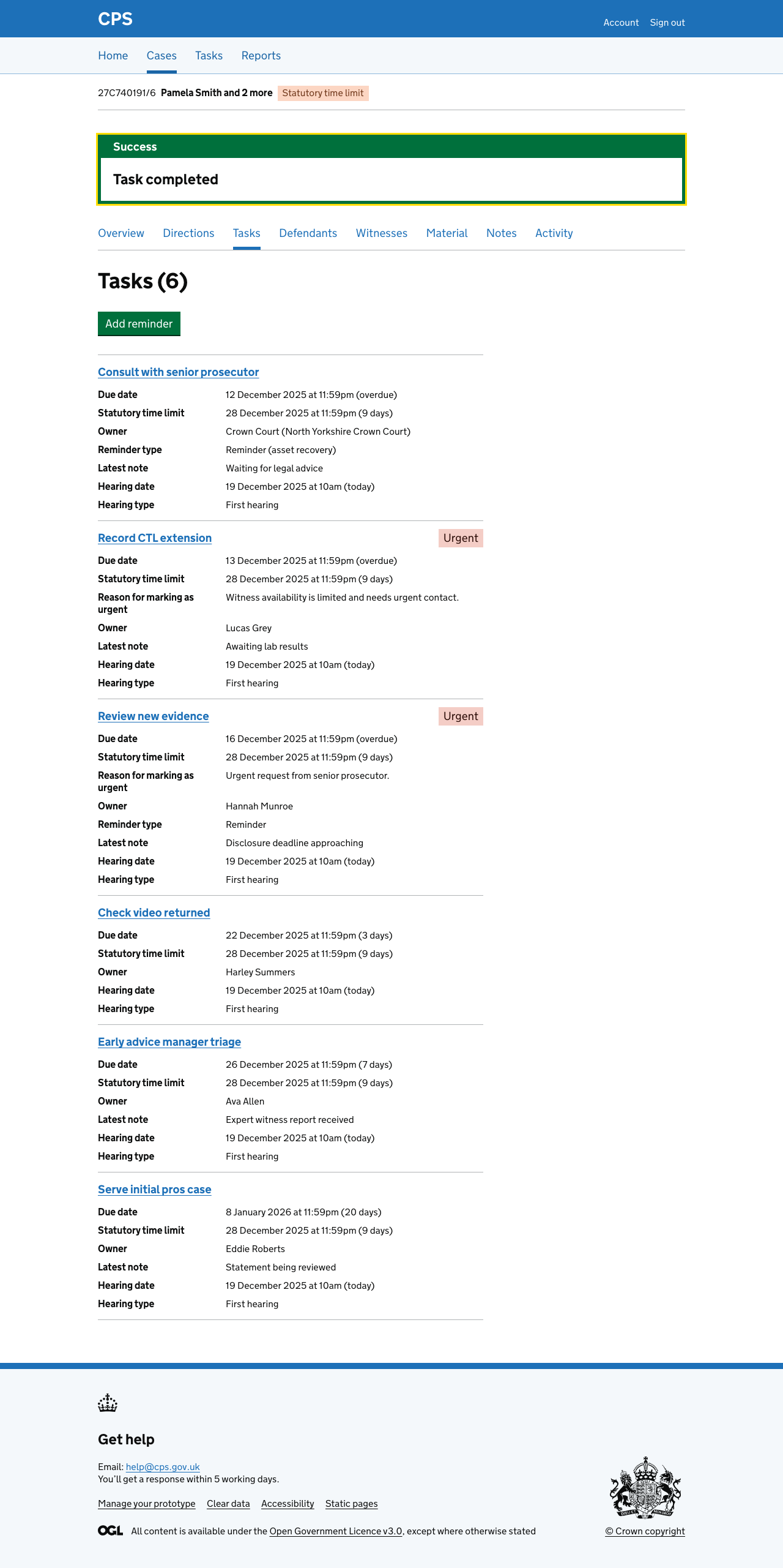 Screenshot of completion success message