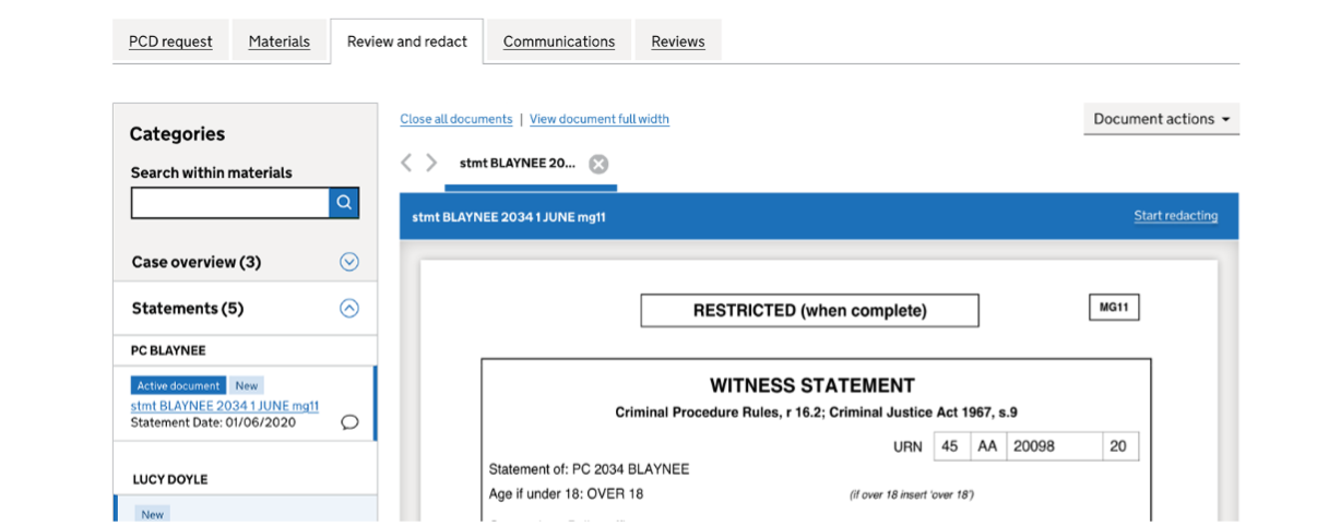 A screenshot of the design showing a link to close all documents