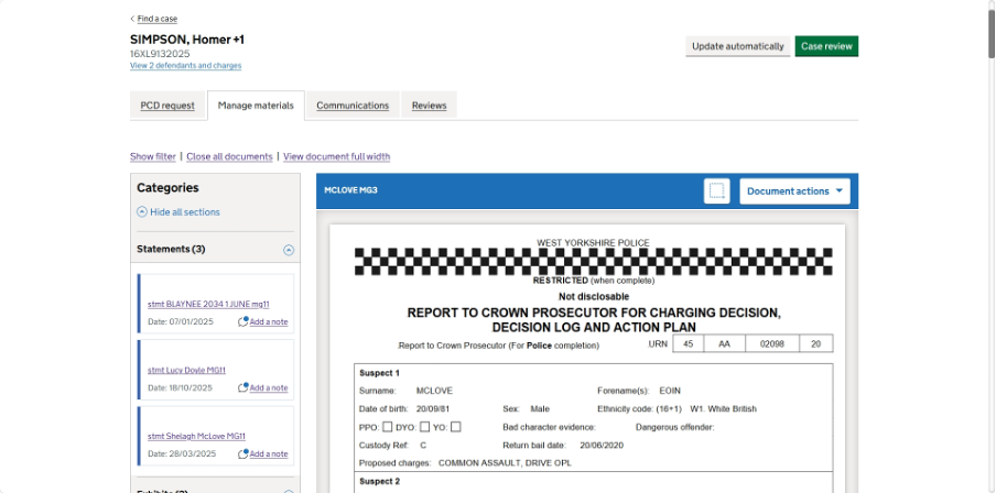 A screenshot showing a document open in the document review view