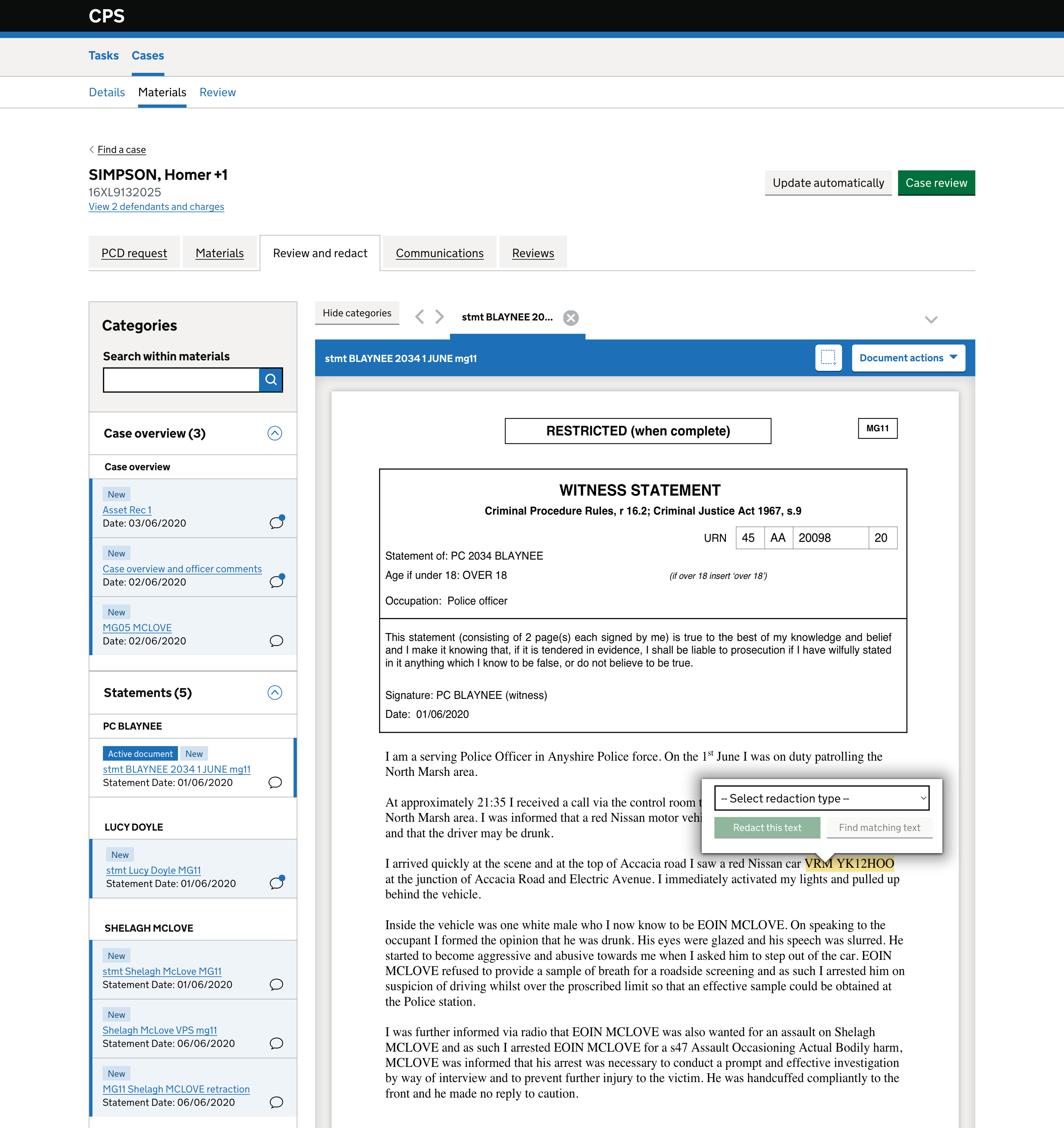 A screenshot of the redaction design